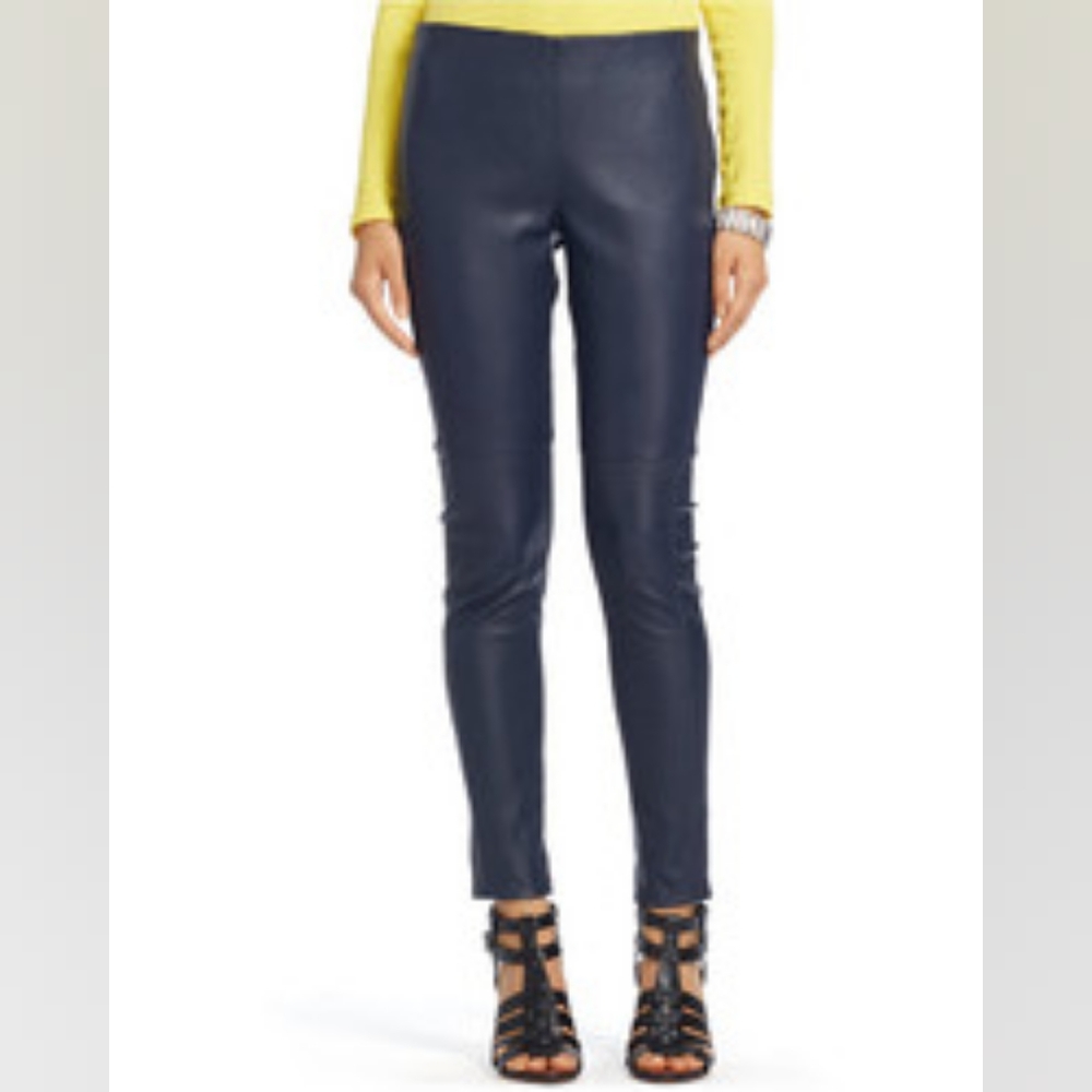 RALPH LAUREN 100% genuine leather pant stretch Leggins Skinny Layer 14